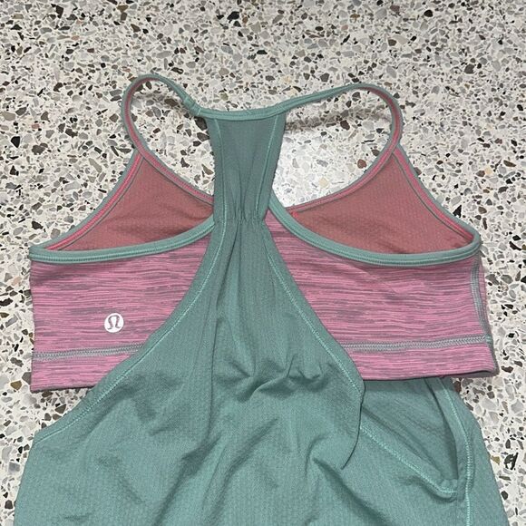 Lululemon green pink tank sports bra 4 - Picture 2 of 5
